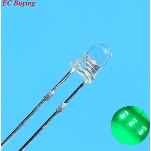 3mm Emerald-Green LED Round Light Emitting Diode Transparent Ultra Bright Lamp Bead Plug-in DIY Kit Practice DIP 50 pcs/lot