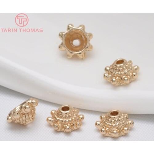 10PCS 8MM Hole 1.5MM 24K Champagne Gold Color Plated Brass Beads Caps Tassel Caps High Quality Diy Jewelry Accessories