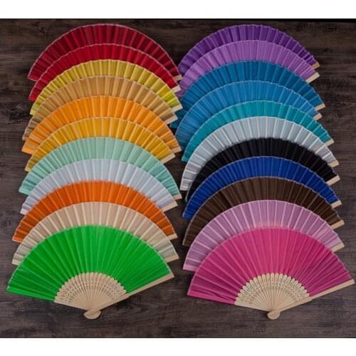 50Pcs / Lot Silk Folding Fan Chinese Japanese Pattern Art Craft Gift Home Decoration Ornaments Dance Hand Fan
