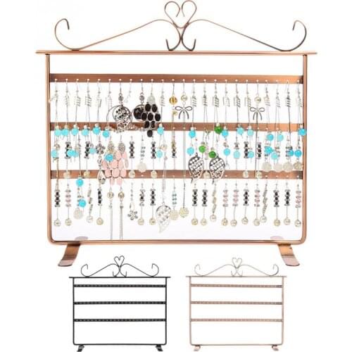 72 Holes Antique Bronze Black Jewelry Display Stand Ear Stud Earrings Necklace Simple Jewelry Show Display Rack Holder Organizer