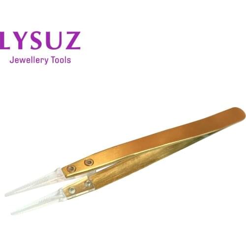 Achromatic gemstone Tweezers Grooved Tip Diamond Crafting Making Pick Up Tool Jewellery Photograph Tools