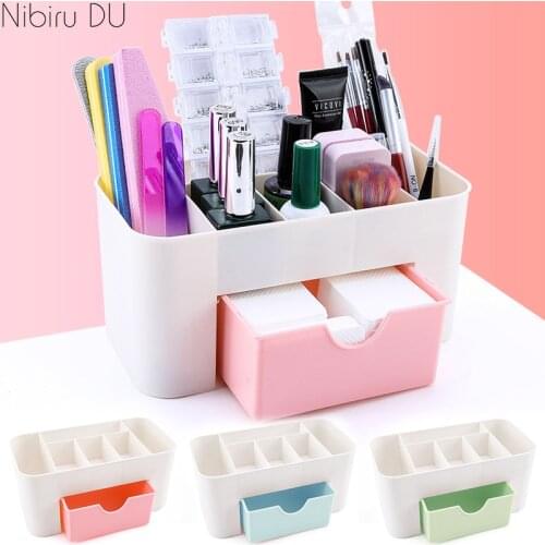 Nail Tools Acrylic Organizer Empty Box Nail Polish Files Brushes Holder Plastic Makeup Container Desktop Nails Art Storage Case