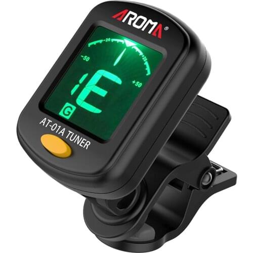 AT-01A Folk Acoustic Guitar Tuner Rotatable Clip-on Tuner LCD Display Chromatic Violin Ukulele Bass Electronic Tuning Tuner