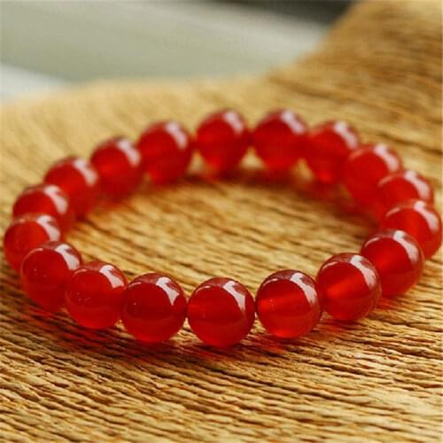 BB-294 Red Carnelian Round Beaded Wrist Bracelets 10mm for Girls Summer Bracelet
