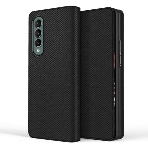 For Samsung Galaxy Z Fold 3 Case All-Inclusive Anti-Fall Protective Cover Folding Screen Stylish Carbon Brazing Leather Case