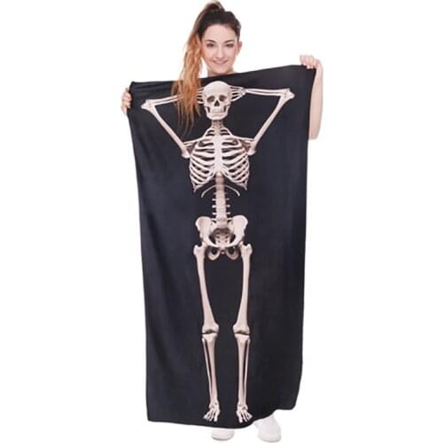 Skull Skeleton 3D Printing Black Bath Towels Microfiber Adults Thick Sport Men/Women Beach Towel Bathroom Outdoor Sport Towels
