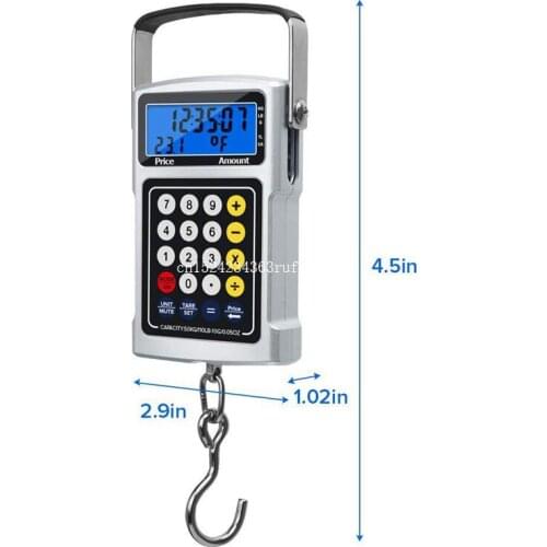 10pcs Digital Scales 7 in 1 Fish Electric Scale Weighing 50kg with a Calculator Tape Measure Backlight