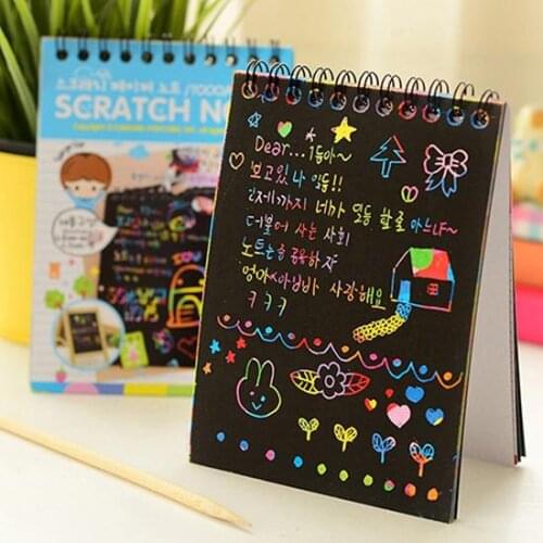 Kids Rainbow Colorful Scratch Art Kit Magic Drawing Painting Paper Notebook For Children Kids Baby Birthday Gift