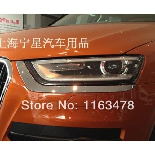 For Audi Q3 2013 2014 2015 2016 ABS Chrome Decorate Front Head Light Headlight Lamp Trim Molding