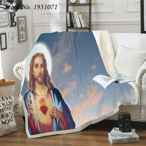 Religion Jesu 3D Printed Fleece Blanket for Beds Thick Quilt Fashion Bedspread Sherpa Throw Blanket Adults Kids 02