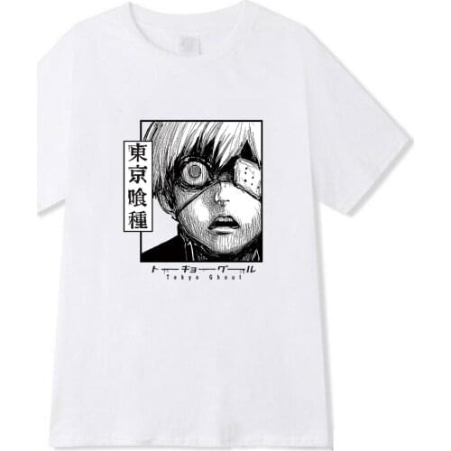 Classic Anime Tokyo Ghoul Kaneki T Shirt High Quality Printed Tees 2021 Summer Men Popular Streetwear Cool Harajuku Tops Male