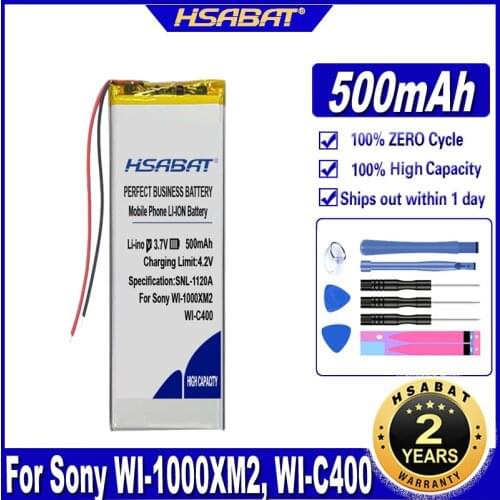 HSABAT WI-1000XM2 WI-C400 500mAh Battery for Sony WI-1000XM2 WI-C400 Bluetooth Headset Batteries