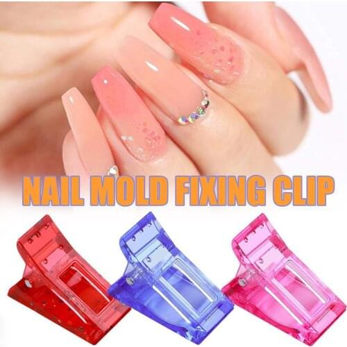 Nail Crystal Nail Mold Fixing Clip Extension Glue Nail Crystal Nails Tools DIY Fake Holder Manicure Transparent R1W9