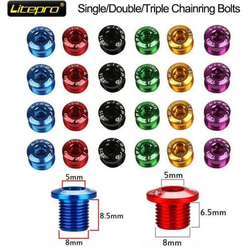Litepro MTB Chainring Bolts 6.5mm 8.5mm Crankset Bolt Single/double Road Mountain Bike Chainwheel Screws 4pc Bike Part