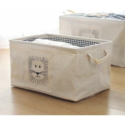 SMALL Linen Fabric Shelf Square Cute Storage Baskets Box Bin Containers Organizer For Organizing With Lid Closet Home Decor
