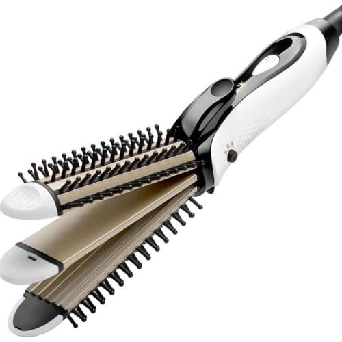 Multifunction 3 in 1 Corn Curling Iron Brush Hair Curler Rollers hair straightener