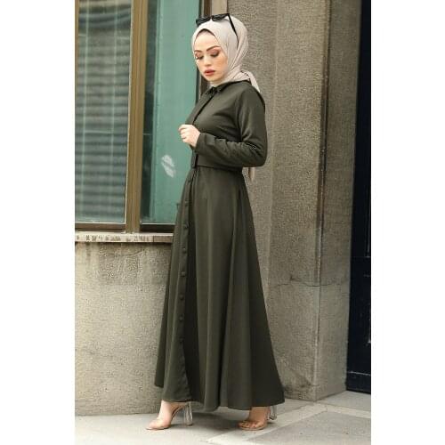 Muslim Womans Clothing Hijab Dress Islamic Abayas Dresses Buttoned Belt Robe Femmes Arabic Abaya Muslim Turkish Turban Arabic