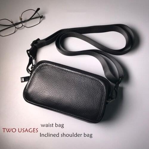 HT Mens leather Two usages Waist bag /Inclined shoulder bag