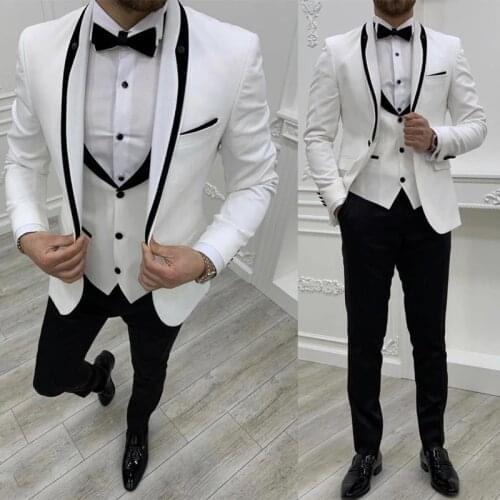 2021 Costume Homme Popular Clothing Handsome Luxury Party Stage Mens Suit Groomsmen Tuxedo 3 Peice Set Jacket+Vest+Trousers