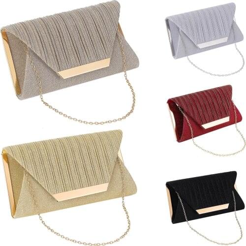Soft Single Chain Women Evening Bags Package Cover Type Lady Wedding Bridesmaid Handbags Purse Bag For New Year Gift Clutch
