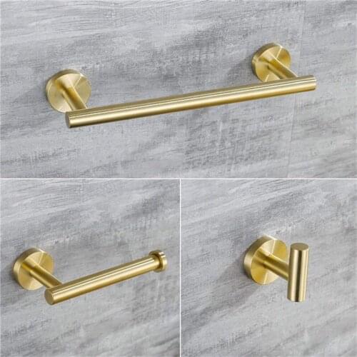 Bathroom Hardware Set, Brushed Gold Towel Rail,Towel Rack, Paper Holder,Toilet Hanger,Towel Bar,Robe Hook Bathroom Accessory set