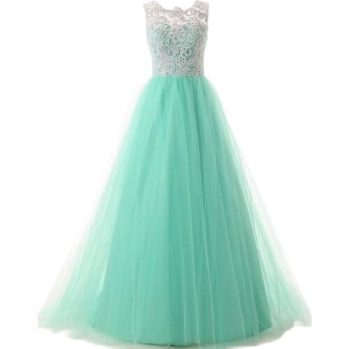 New Style Green A-Line Lace Prom Dresses Straps Bridesmaid Ball Gowns with Buttons on Back Prom Dress