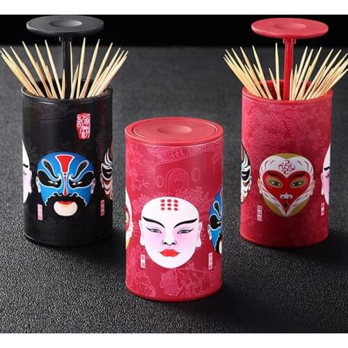 Ins Popular Chinese Face Changing Elements Plastic Toothpick Holder Toothpick Dispenser For Hotel держатель для зубочисток