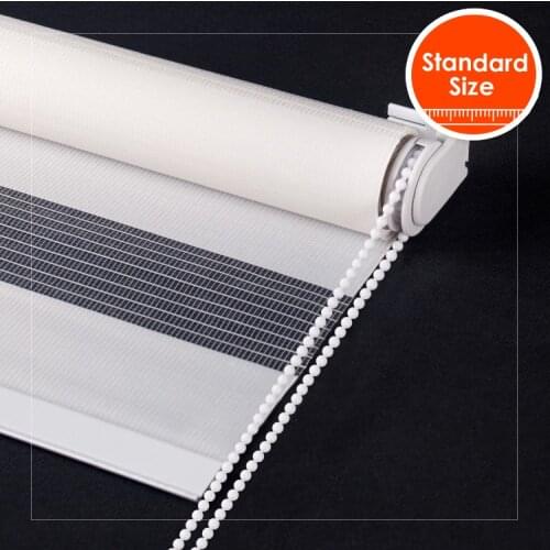 SCHLRING Popular 100%Polyester Roller Shades Blinds Window Covering Sheer Privacy Double Layer White Zebra Blinds Living Room