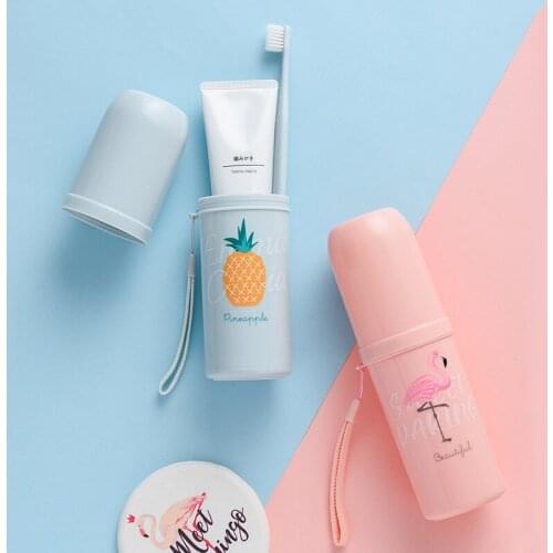 Portable Printing Toothbrush Cup Washing Storage Cup Traveling Plastic Storage Cup Toothbrush Holder Bathroom Tumblers