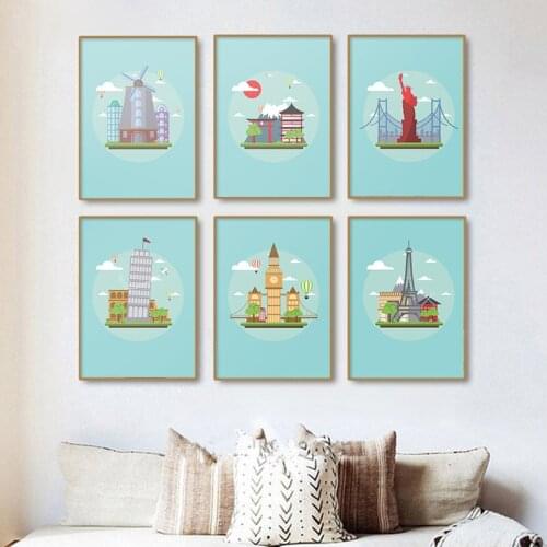 Nordic Travel Cities Poster New York Paris Rome Amsterdam London Landscape Print Art Canvas Painting Wall Pictures Home Decor