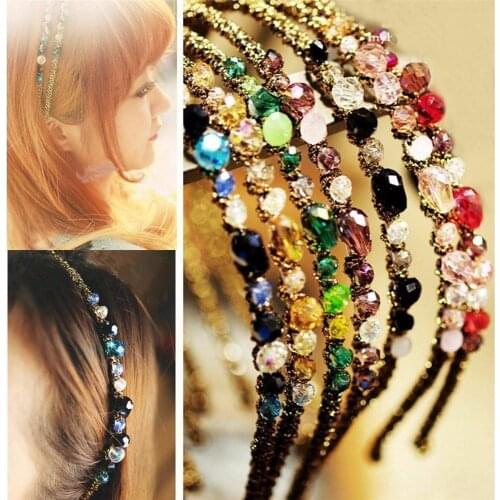 Women Chic Metal Rhinestone Crystal HeadPiece Jewelry Headband Hair Bands Shiny Handmade Rhinestone Crystal Headbands Hot Sale