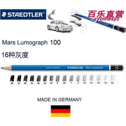 Staedtler 100 blue professional drawing pencil 6h-8b f 16pcs/lot