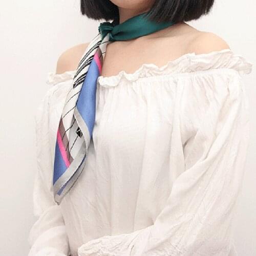 Luna&Dolphin Women Square Scarf 70*70cm Piano Keyboard Print Green Blue Chiffon Silk Scarves Office Lady Gift Headbands Bandana