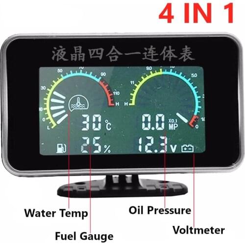 Universal 4 Functions 12v 24v Truck Car Water Temperature Gauge/Oil Pressure/Fuel/voltage Gauges Meter