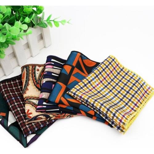 Chiffon Handkerchief Vintage Polyester Hankies Mens Pocket Square Handkerchiefs Striped Geometric Scarves