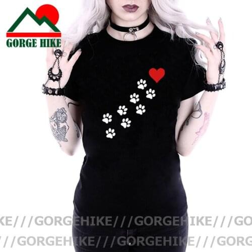 Women Clothing Spring Summer Dog Paw Cat Pet Fashion Cartoon Animal 90s Girl Clothes Print Tee Top Tshirt Female Graphic T-shirt