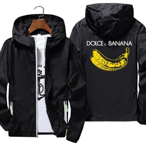Dolce & Banana Zipper Hooded Skin Coat Hooded Street Men Thin Reflective Sunscreen Jacket Windbreaker Camping Hiking Plus Size