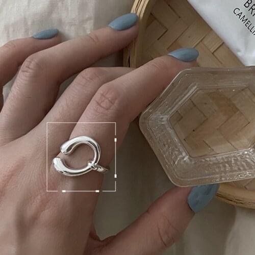 925 Sterling Silver Wild Simple Fashion Personality Love Irregular Cold Wind Style Adjustable Ring For Women Jewelry Wholesale