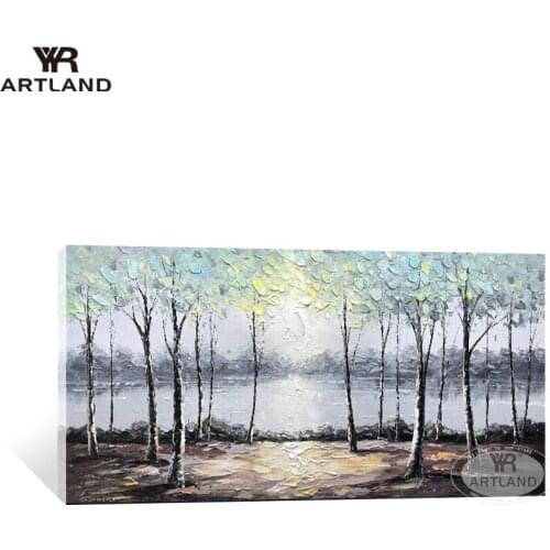 100% Hand painted canvas oil painting Abstract Forest trees beautiful scenery wall painting wall art picture for living room