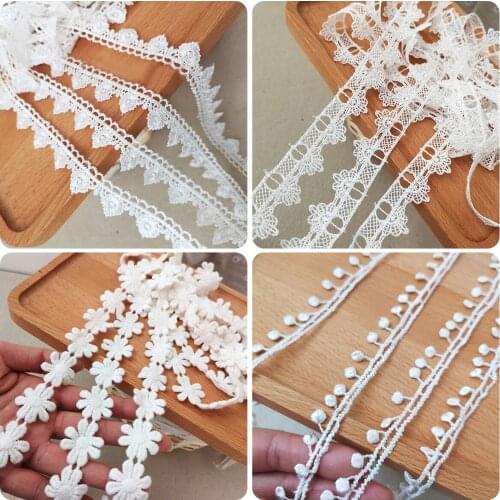 100cm Polyester Floral White Lace Trims Ribbon DIY Sewing Edge Decor Craft