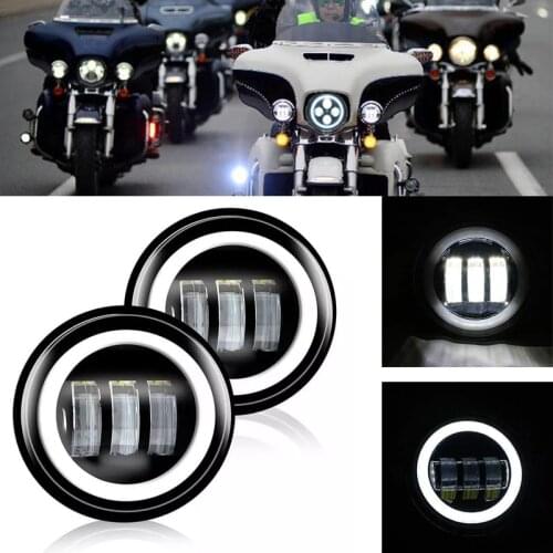 2pcs 4.5 inch Motorcycle Led Fog Light DRL Led Fog Angel Eyes 30W Round Waterproof 4 1/2 Auxiliary Passing Lamp For Motorcycles