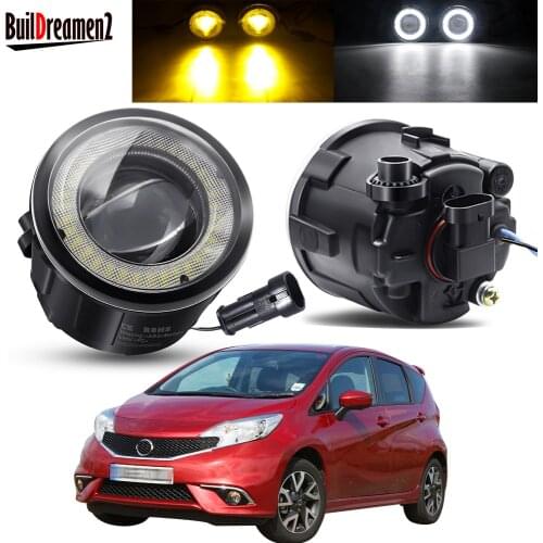 2 X Car Angel Eye Fog Light Assembly Front Bumper LED Lens Fog Daytime Running Lamp DRL 12V For Nissan Note E11 MPV 2006-2015