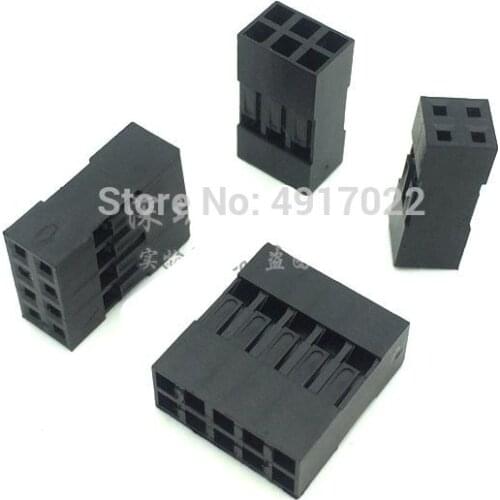 20pcs 2.54mm Dupont Connector 2.54mm Double Row Plastic Shell Plug 2* 2P 3P 4P 2*5P 6P 7P 8P 9P 10P 2*5 pin