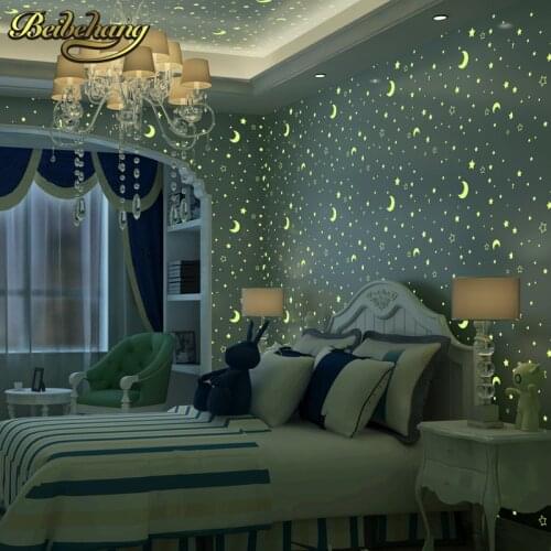Beibehang papel de parede 3D Childrens room luminous moon snowflakes wallpaper for walls 3 d wall papers home decor background