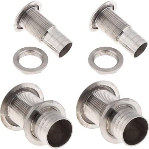4pcs Boat Thru Hull Fitting/Drain 25mm 32mm Hose Barb Marine 316 Stainless Steel