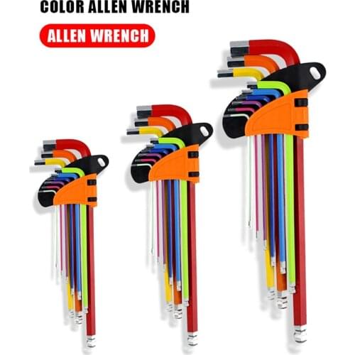 9PCS Multicolour L-Key Set Metric Star Long Arm Ball End Hex Key Set Chrome Vanadium Steel Industrial Grade Allen Wrench Set