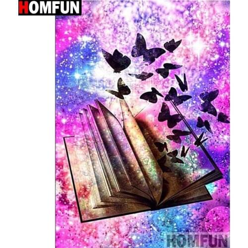 HOMFUN Full Square/Round Drill 5D DIY Diamond Painting "Butterfly book" Embroidery Cross Stitch 5D Home Decor Gift A14551