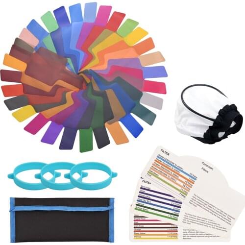 Andoer Flash Lighting Filter Flash Gels Color Correction Filters for Camera Flash Light Carrying Bag Light Diffuser Gel-Band
