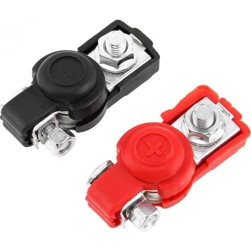 Car Battery Terminal Clamp 1 Pair Alloy Adjustable Positive Negative Car Battery Terminal Clamp Clips Connector Plastic Covers