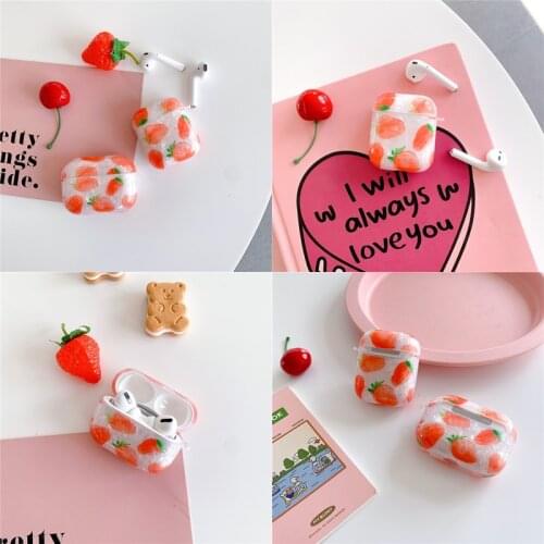 For Apple Airpods 1 2 Soft Earphone Case Luxury Shell Pattern Strawberry Case For Airpods 1 2 pro Wireless Headset Cover For Pro